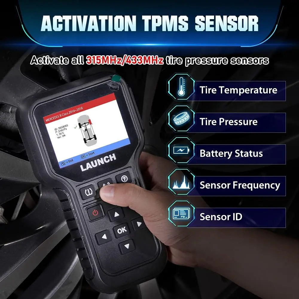 Фото LAUCH X431 CRT5011E TPMS Инструмент для диагностики давления в шинах 315 МГц/433 МГц Датчик активации OBD Автоматическая стационарная программа выпускного №2