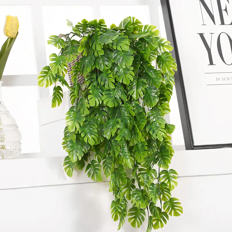 

75cm Artificial Plants Hanging Ivy Leaves Radish Seaweed Grape Fake Flowers Vine Home Garden Wall Party Balcony Wedding Decor