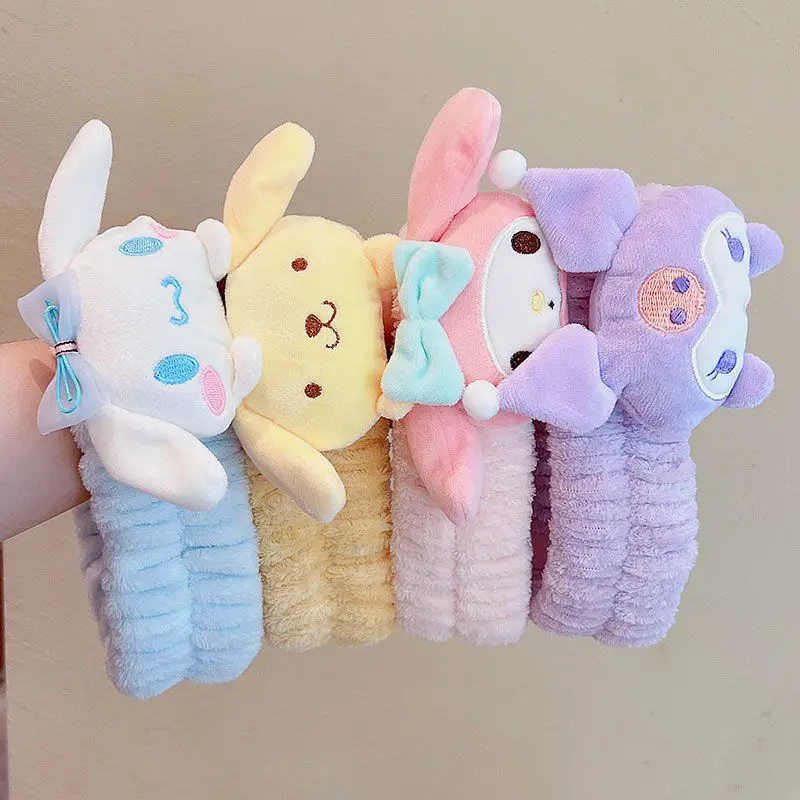 Новинка Sanrio Kawaii Cute плюшевая повязка для волос Ring Hello Kitty Cinnamorroll мультяшная