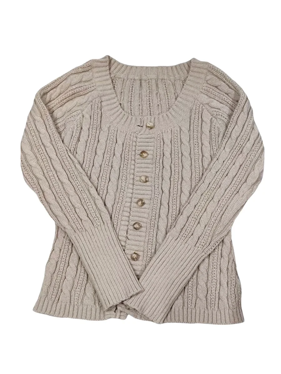 

Women s Button Down Long Sleeve Classic Crew Neck Knit Cardigan Sweater Knitted Sweater Cardigans