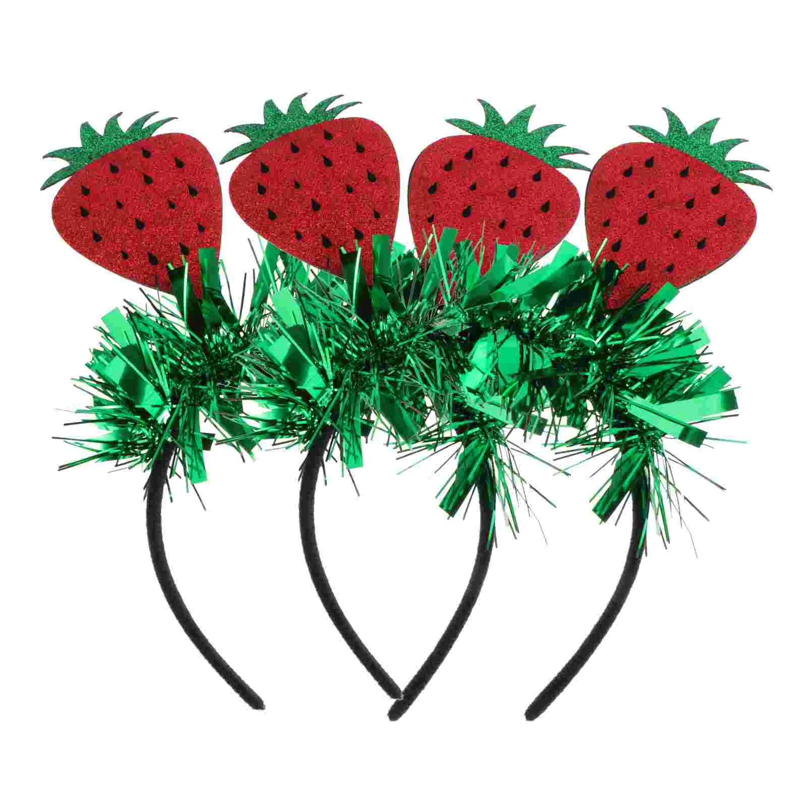 

2 Pcs Hair Pins Strawberry Headband Party Headdress Decorative Hoop Metallic Line Spring Festival Springing Miss