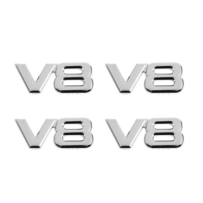 

4х 3D Серебряный автомобильный двигатель V8 Автомобильная Задняя эмблема наклейка значок стикер 7, 5 х3, 5 см