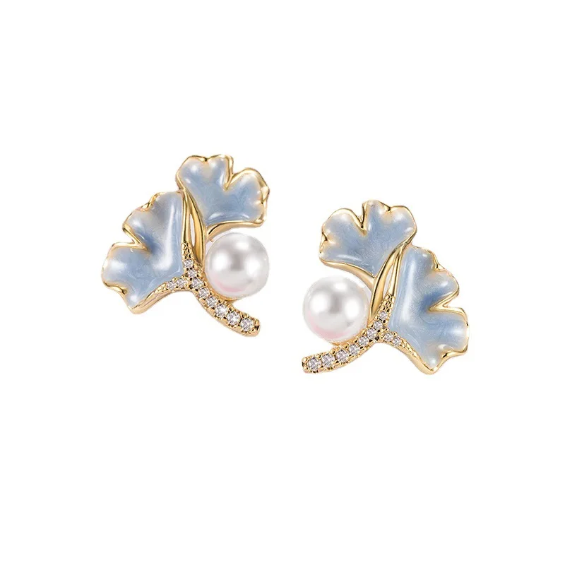 

Gingko Leaf Pearl Earrings 2022 New Earrings for Women with Luxury and Small Number of Design Sense High Quality Earrings