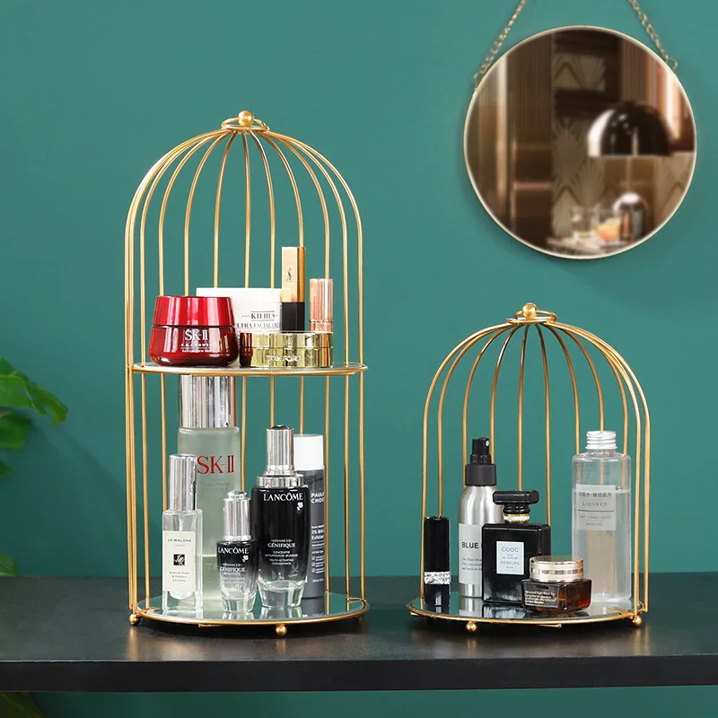 

Organizer Makeup Organizer Box 2 Perfume Box Makeup Holder Jewelry Layers Iron Cosmetic Bathroom Art Organizer Lipstick Shelf