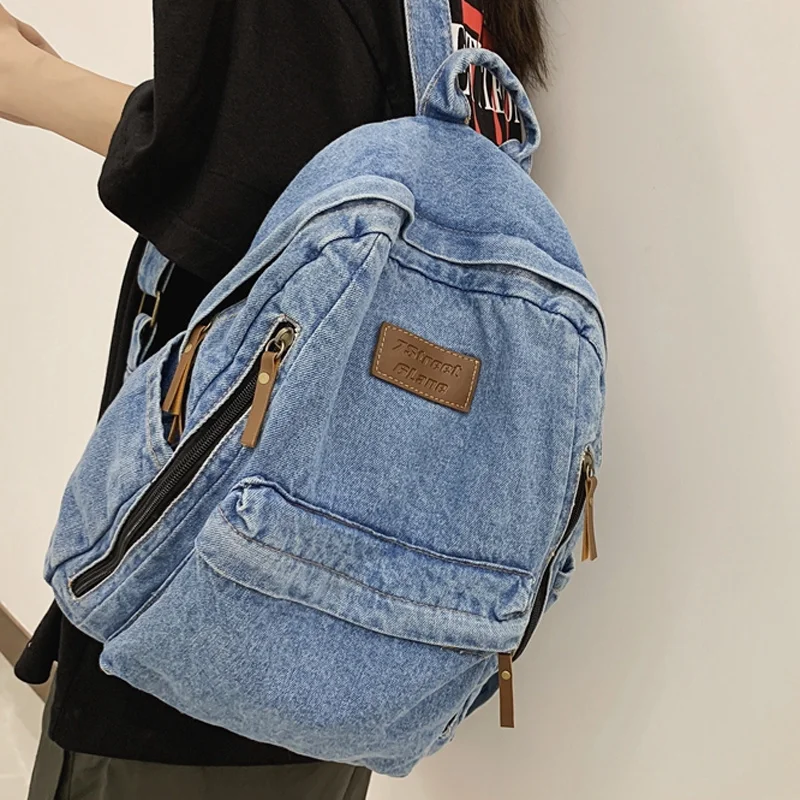 

High-quality Denim Ladies Backpacks New Women Schoolbags 2023 Spring Youth Laptop Backpacks Travel Bag Mochilas De Mujer
