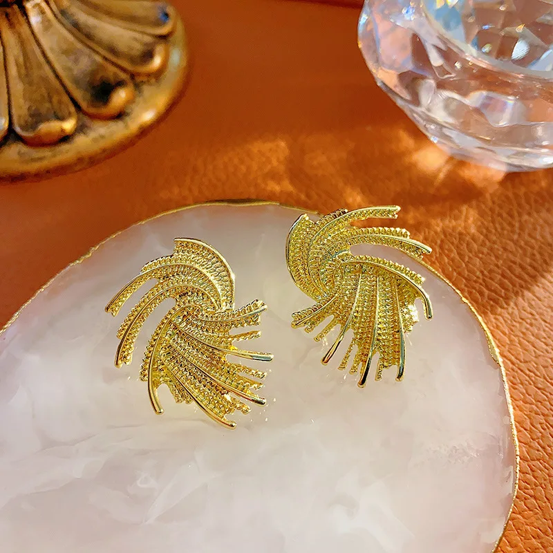 1pcs silver needle exaggerated metal sense earrings female light luxury niche senior earrings personality new wave unique