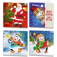 1pcs diamond painting christmas cards diy 1515 cm santa snowman painting greeting card for new year gift 2023