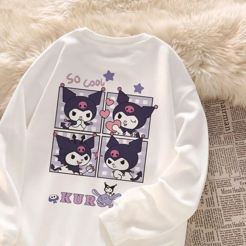 

Sanrios Kawaii Anime Kuromi Cute Cartoon Girls Coat Spring And Autumn New Loose Sports Baseball Uniform Birthday Gifts