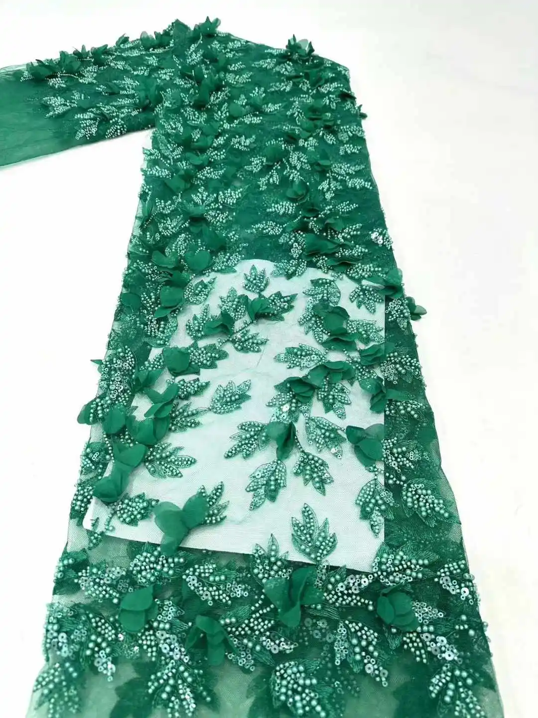 Африканские кружевные ткани с 3D блестками и бисером 2024 Высококачественная
