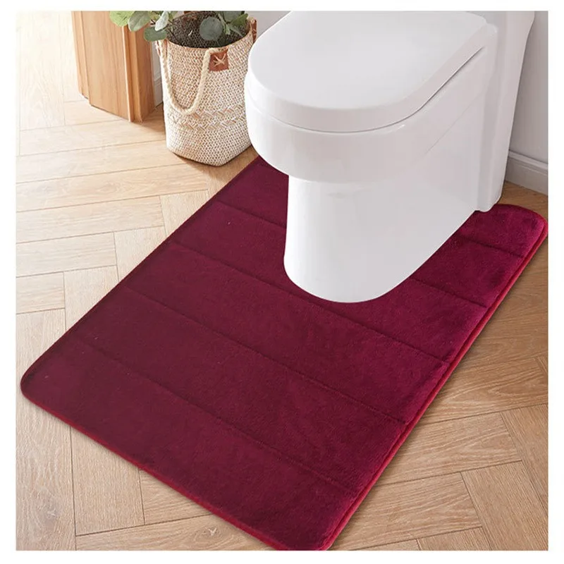 

U-Shaped Mats Water Absorbing Foam Bath Mat Slow Rebound Bathroom Coral Fleece Carpet Anti-slip Floor Toilet Household Accessor