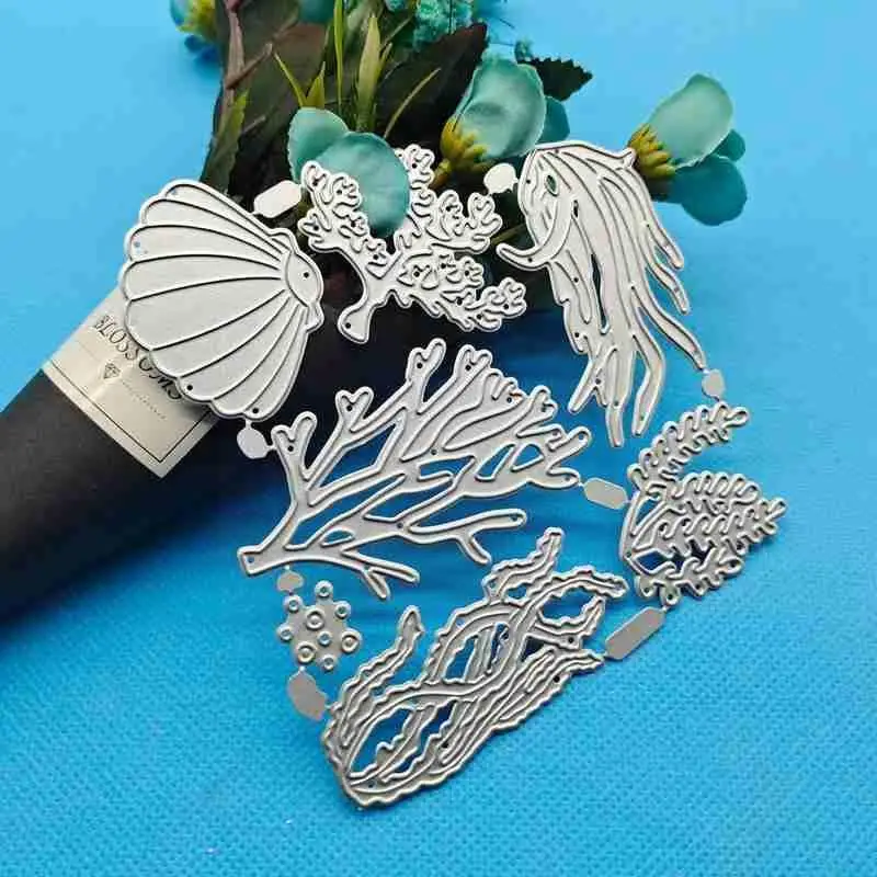 

Marine Animal Plant Cutting Dies Cake Decoration Metal Mould Stamps Knife Scrapbook Craft Cards Paper Stencil Mold Embossin B1g0