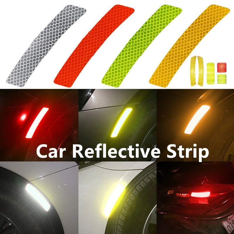 

4PCS Universal Car Bumper Reflective Warning Strip Stickers Wheel Rim Eyebrow Reflector Anti-collision Protective Scratch Paster