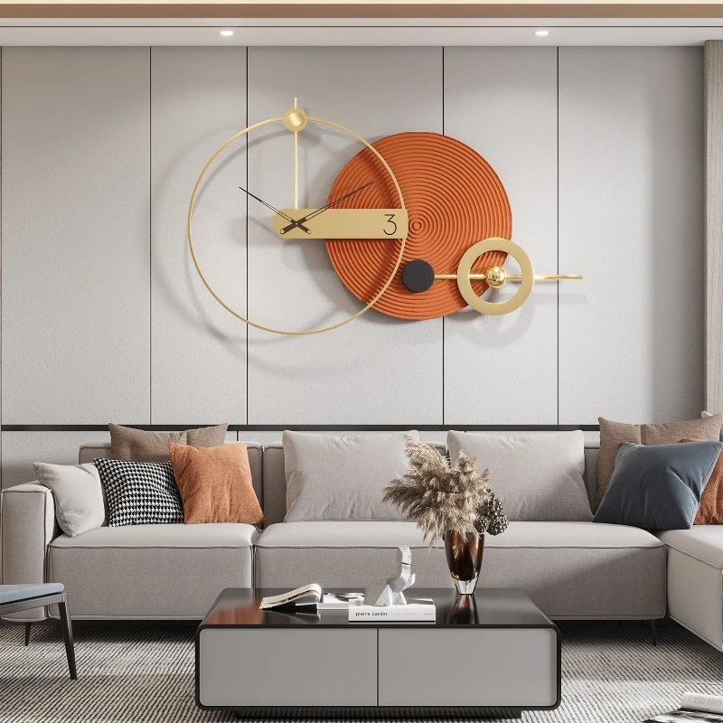 

Большие настенные часы, роскошные дизайнерские подвесные золотые настенные часы в скандинавском стиле, современные настенные часы для гос...