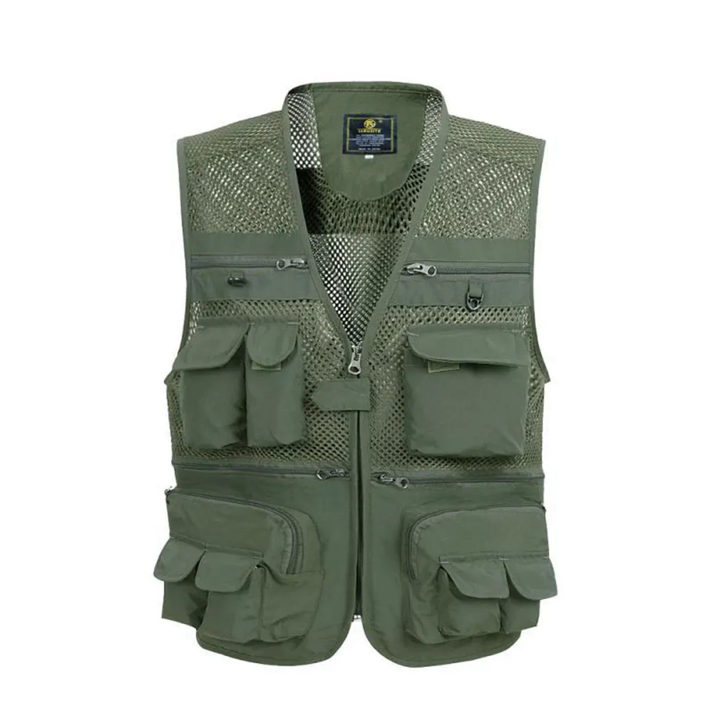 

New Mesh Breathable Multi-function Quick-drying Fishing Vest Outdoor Hiking Cycling Men's Multi-bag Plus Size Casual Waistcoat