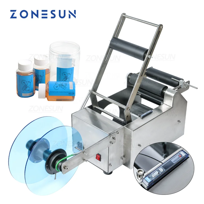 

Полуавтоматическая маркировочная машина ZONESUN для круглых бутылок, маркировочная табличка для ярлыков, стандартная пластиковая стеклянная бутылка