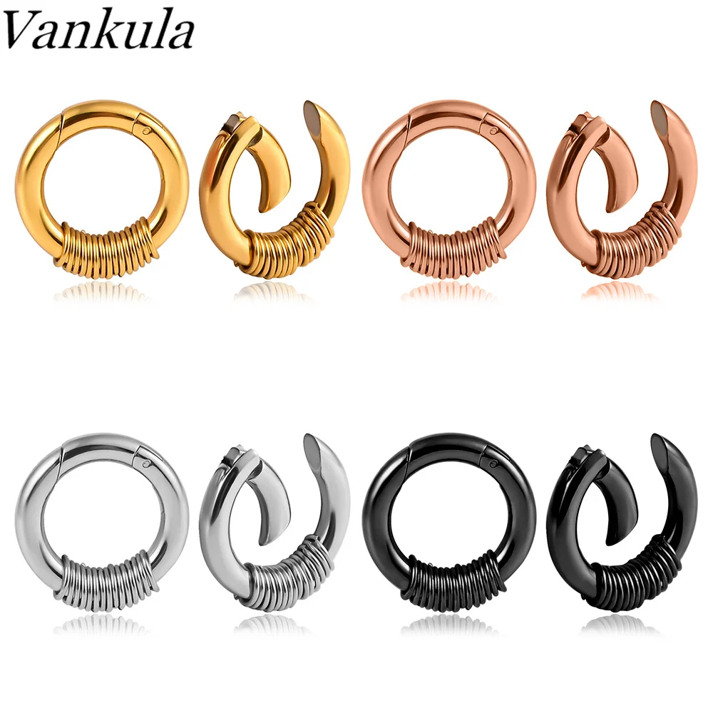 Vankula-colgadores de oreja de 4mm, aro de pesas desmontable, combinación de múltiples vueltas, túneles de oreja, tapones, calibradores, joyería corporal, 2 uds.