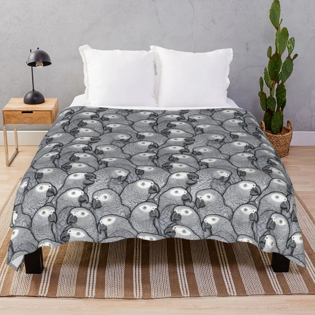 African Grey Parrots Blanket Fleece Decoration Multifunction Throw Blankets for Bedding Home Couch Travel Cinema