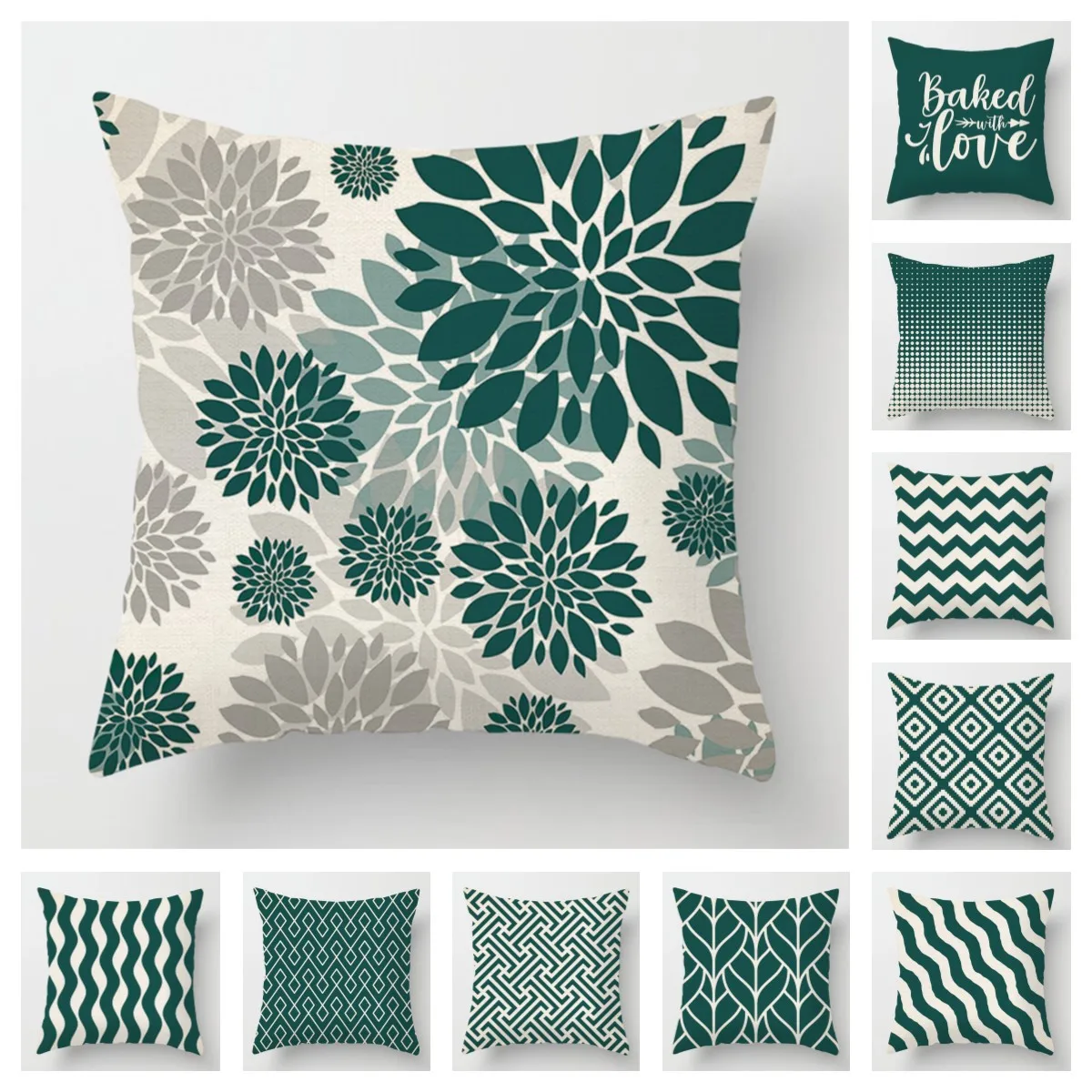 

Geometric Teal Pillow Cover 50*50 Living Room Sofa Upholstery Cushion Cover 40*40 Solid Color Linen Cushion Cover Home Decor