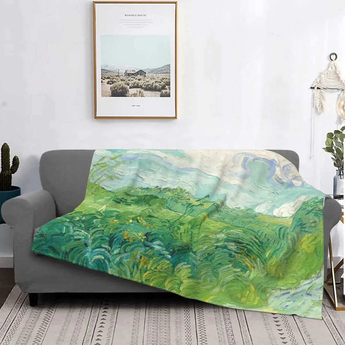 

Manta de trigo verde Vincent Van Gogh, colcha a cuadros para cama, edredones de Anime, manta Kawaii, mantas receptoras