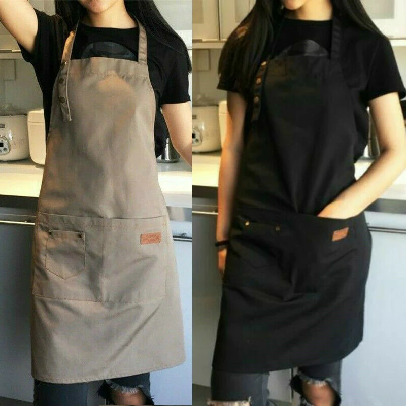 

New Fashion Canvas Kitchen Aprons For Woman Men Chef Work Apron For Grill Restaurant Bar Shop Cafes Beauty Nails Studios Uniform