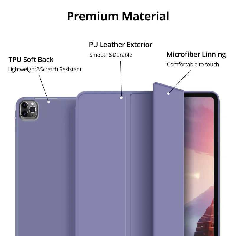 

Для iPad Pro 11 чехол 2021 2020 Air 4 10,9 "умный чехол тонкая Складная флип-подставка мягкая задняя крышка из ТПУ для iPad Pro 11 2018 чехол