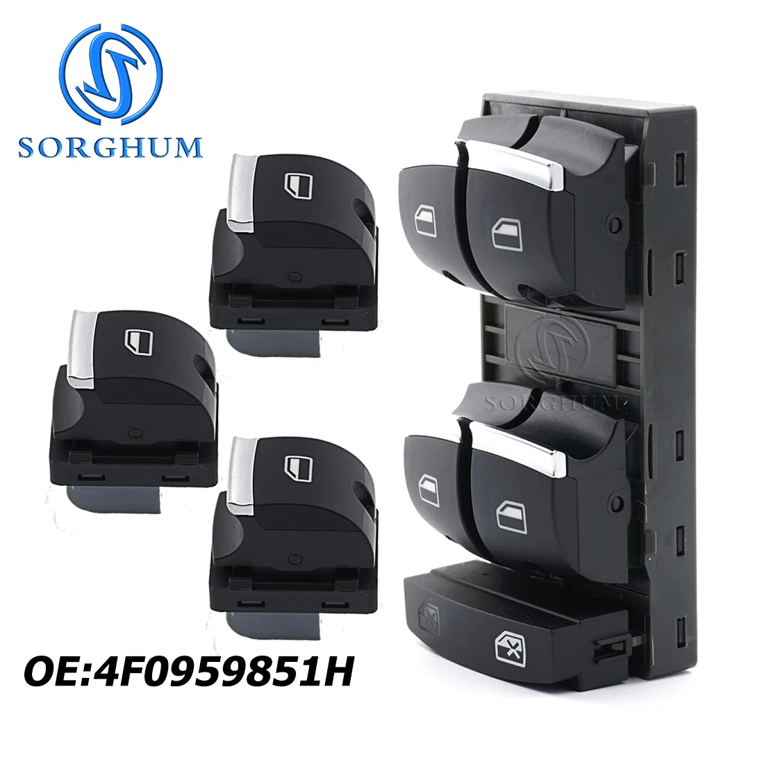 

New Chrome 4F0959851H Master Window Switch Control Button For Audi A3 8P A6 S6 RS6 C6 Q7 2004 2005 2006 2007 2008 2009 2010 2011