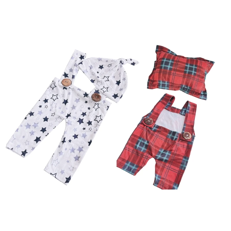 

Infant Photography Props Suspender Pants Soft Beanie Cap Baby Photo Suit Photoshooting Props Clothes Newborn Shower Gift