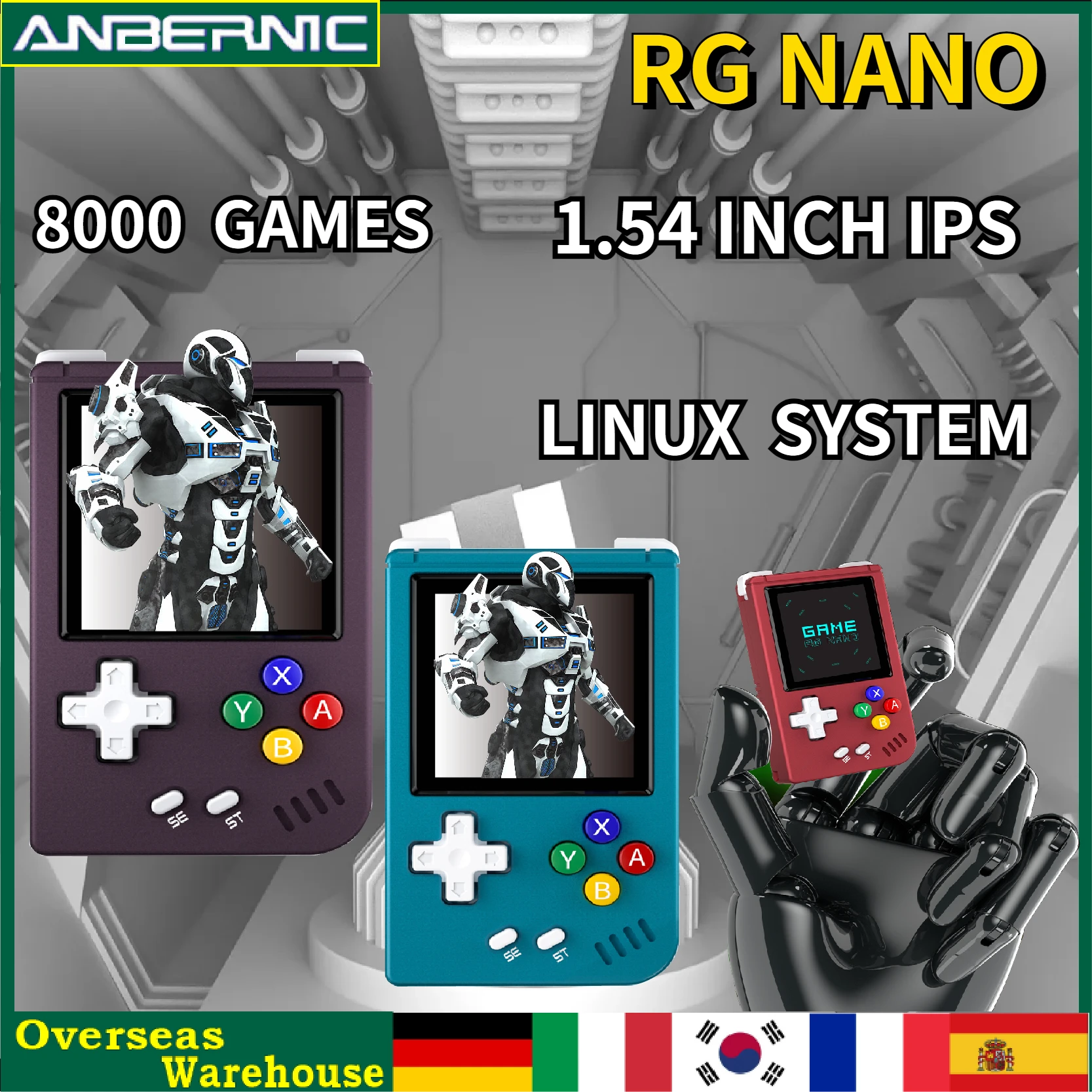 

ANBERNIC RG NANO Pocket Mini Handheld Game Player Metal Shell 1.54" IPS Screen Game Console Linux 1050mAh Battery Hi-fi Speaker