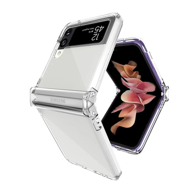 

Transparent Hard PC Hinge Protector Full Protection Phone Case For Samsung Galaxy Z Flip 3 5G ShockProof Cover