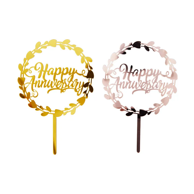 

5Pcs/Lot Ins Acrylic Happy Birthday Happy Anniversary Cake Toppers For Kids Womens Mens Birthday Lovers Party Cake Decor Tools