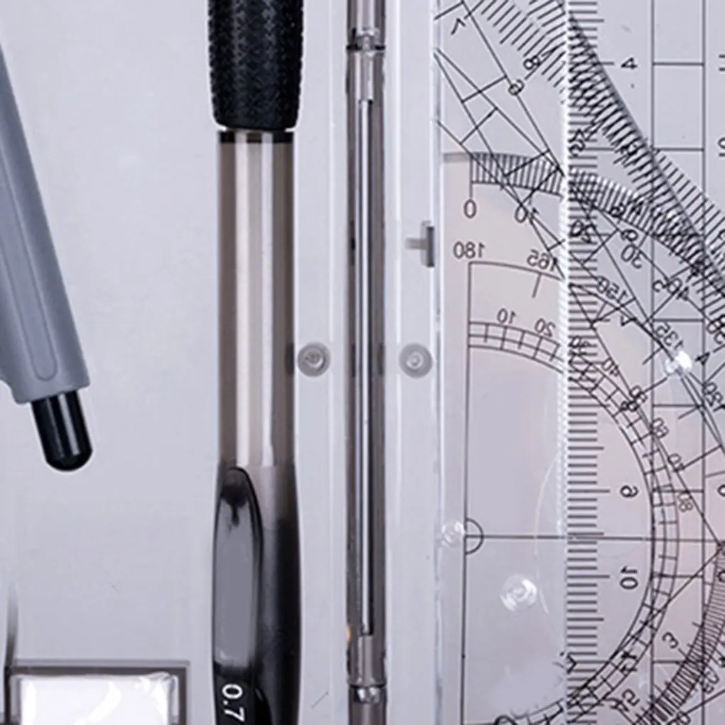

8Pcs Set Drawing Compass Ruler Kit Portable Examination Drafting Measuring Geometry Study Stationery for Students