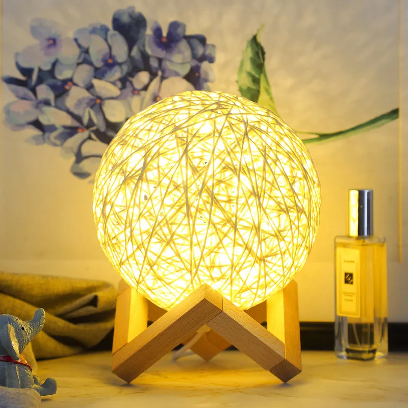 

LED Table Lamp Night Light Star Light USB Rattan Ball Table Lamp Bedroom Lighting Decoration Bedside Reading Night Light
