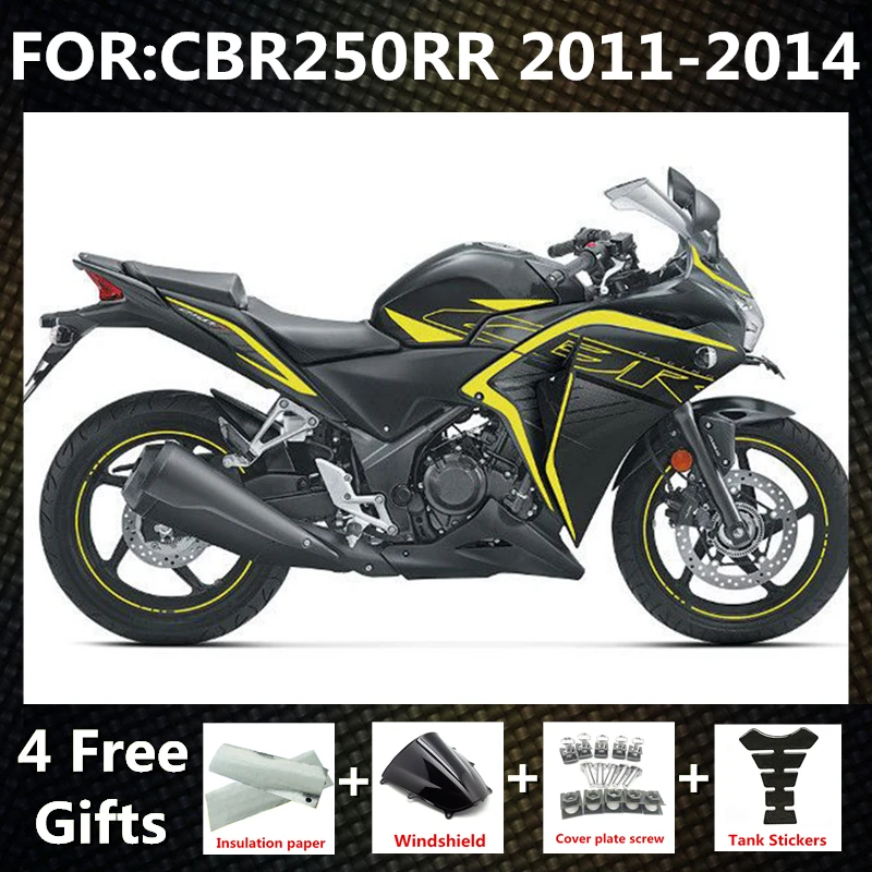 

New ABS Motorcycle Whole Fairings Kit fit for CBR250RR CBR250 RR CBR 250RR 2011 2012 2013 2014 full fairing kits yellow black