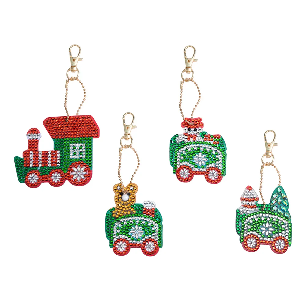 

4pcs Keychain for Gift Christmas Purse Charm Christmas Stocking Stuffers Santa Keychain