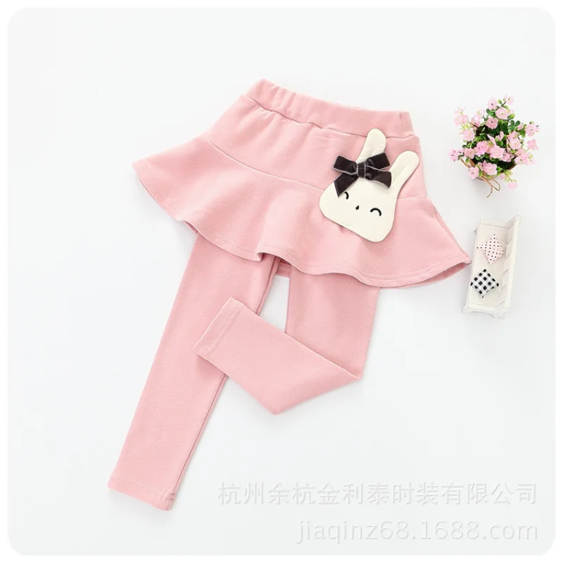 Spring 2023 New Girl Baby Leggings Princess Skirt-pants Culottes Fake Two Winter Girls Pants for 2-7 Years Kids Clothes images - 6