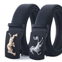 men belt new version design animal wolf head wild horse tiger shape alloy automatic buckle single loop fashion youth pants belt