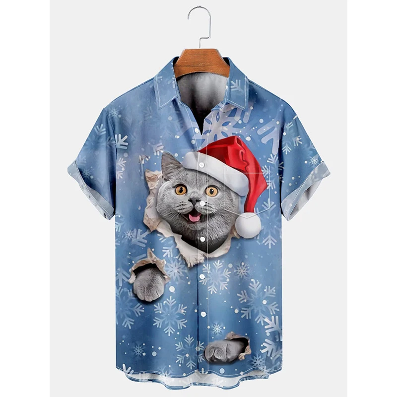 

Badassdude Christmas Themed Santa Sock Snowflake Printing Men's Short-Sleeved Shirt