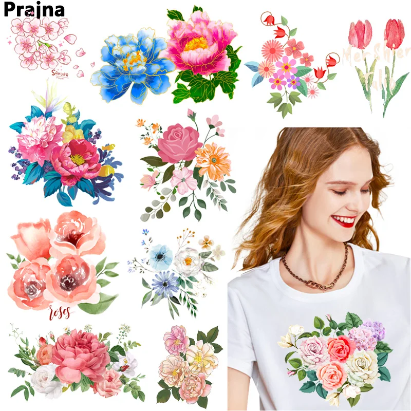 

Цветные Цветочные переводные наклейки для одежды, моющиеся термонаклейки A-level, красивые цветочные нашивки для украшения одежды