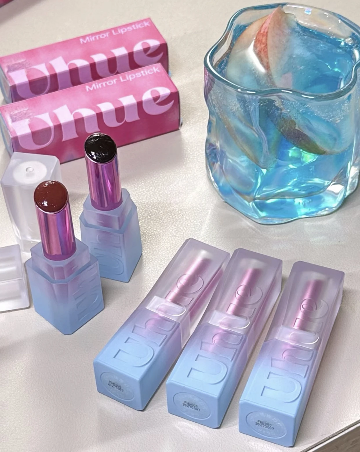 Зеркальная губная помада Uhue с водяным блеском твердая нюдовая глазурь для женщин