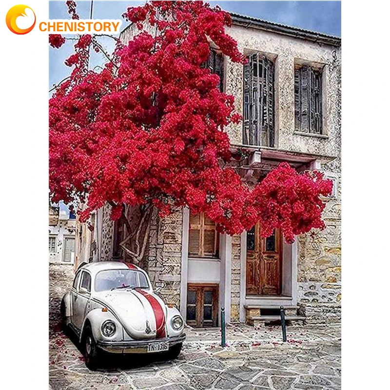 

CHENISTORY DIY Pictures By Number Scenery Kits Painting By Numbers Car Drawing On Canvas Hand Painted Paintings Home Decor