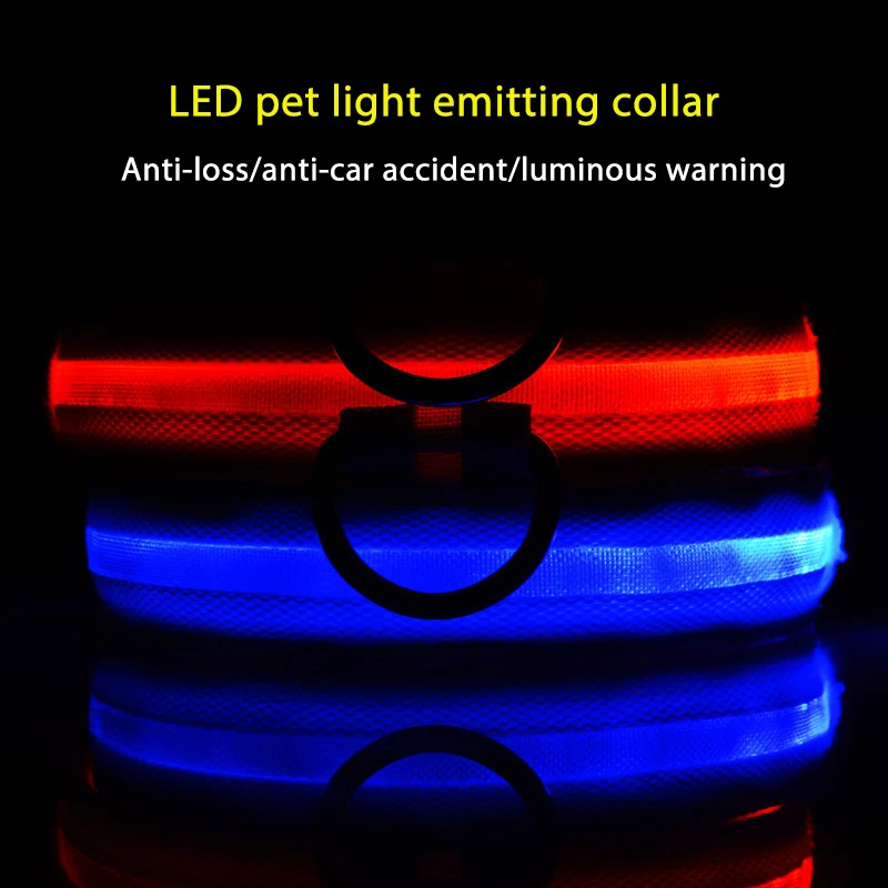 

LED Glowing Dog Collar Adjustable Flashing Rechargea Luminous Collar Night Anti-Lost Dog Light HarnessFor Small Dog Pet Products