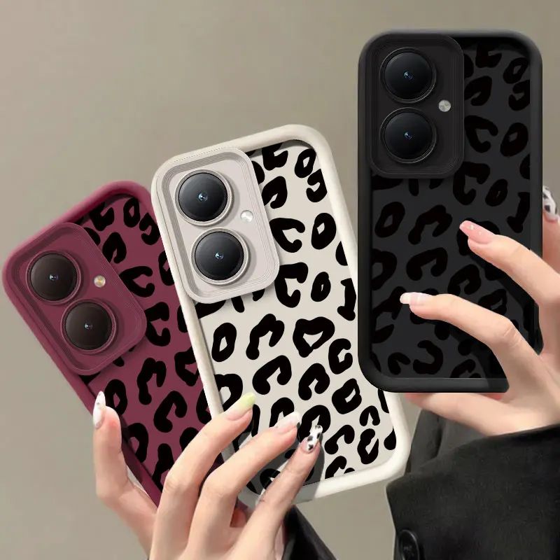 Retro Leopard Print Case For Vivo Y77E Y81 Y91 Y93 Y100 Y9S Y7S Y78 Plus Camera Lens Protection Silicone Soft Phone Cover Funda