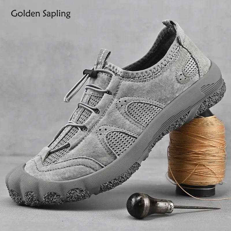 Мужские кожаные туфли на плоской подошве с дышащей подошвой