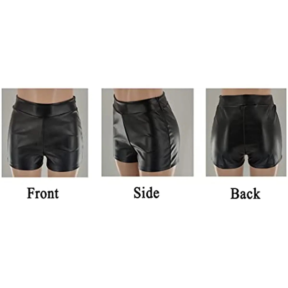 Boyfriend Shorts Women's Open Crotch Pants Sexy Faux Leather Biker Shorts Stretch High Waist Shinny Slim Short Hot Pant Party