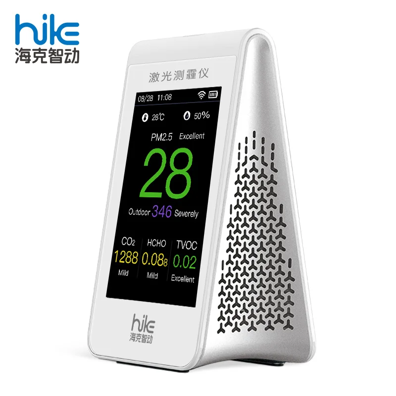 

HIKE Desktop Air Quality Mo-nitor Detect PM2.5 CO2 Temperature Humidity HCHO TVOC with WiFi