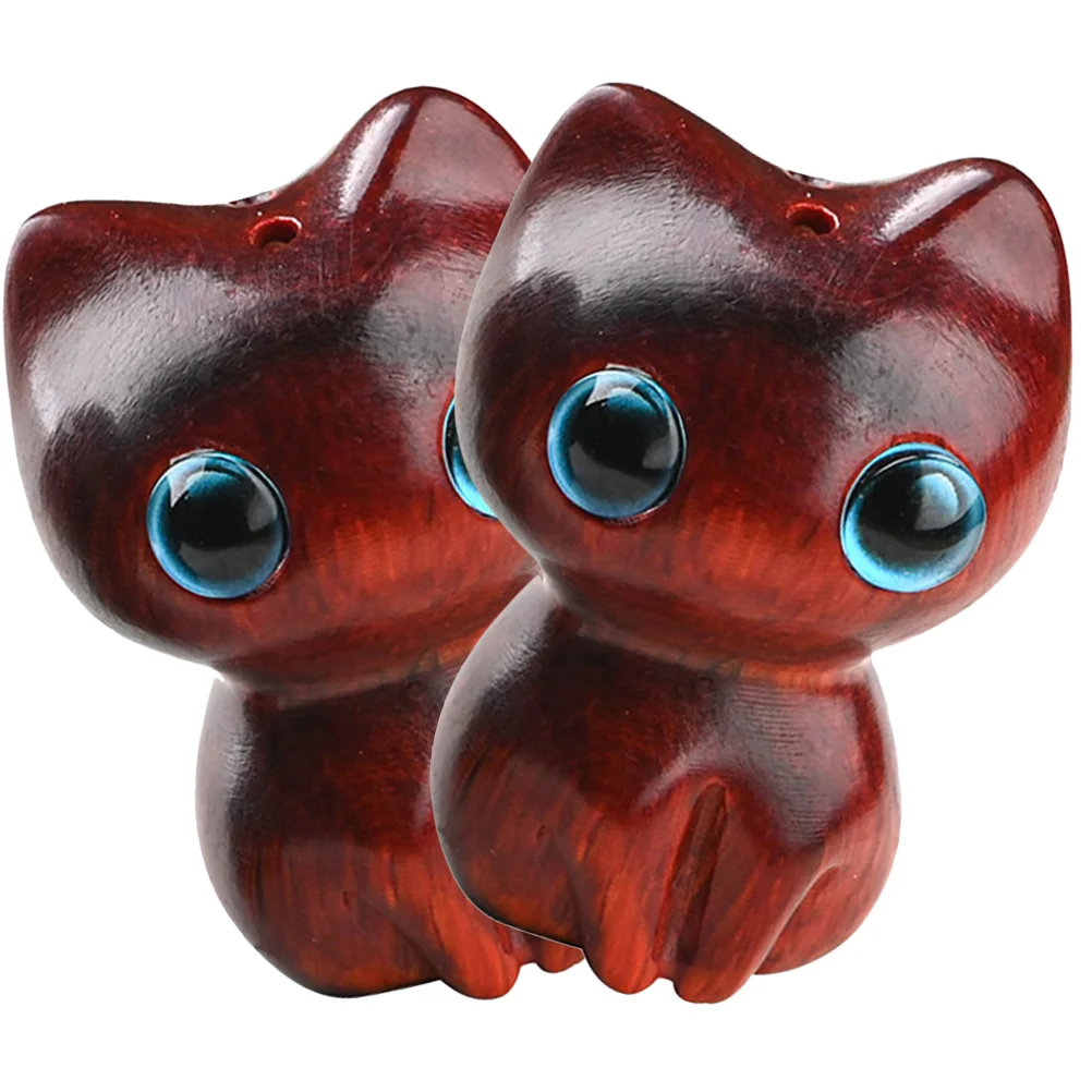 

Cat Kitten Pendant Figurine Statue Figurines Animal Wooden Decor Wood Charms Beads Miniaturelucky Key Keychain Pendantscarved