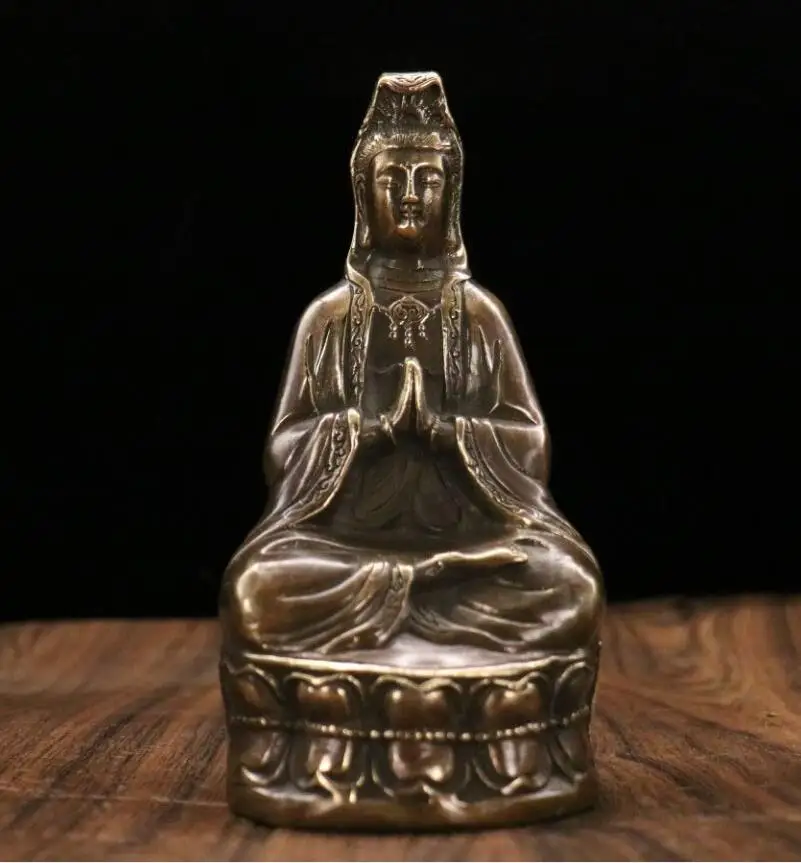 

Archaize brass sit lotus Avalokitesvara bodhisattva Buddha crafts statue