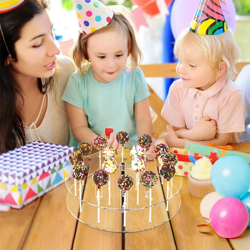 

Прозрачный Круглый акриловый держатель для леденцов с 16 отверстиями, подставка для конфет, прозрачная демонстрационная стойка для украшен...