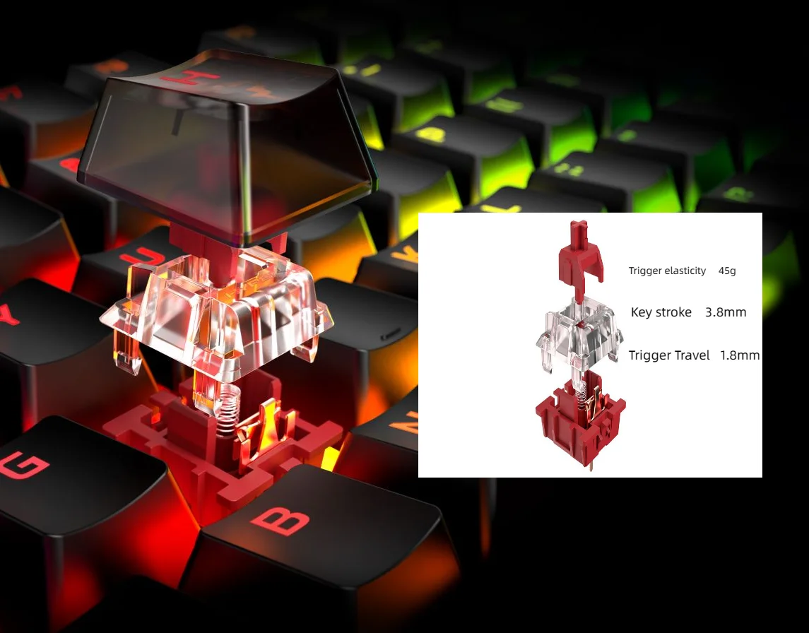 Механическая игровая клавиатура с RGB-подсветкой металлический интерфейс для