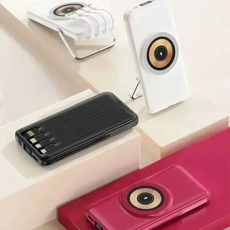 Фото Wireless Power Bank 200000mAh, Fast Magnetic Suction, Portable, Built-in Cable, Three in One Durable Mobile Power Supply №4